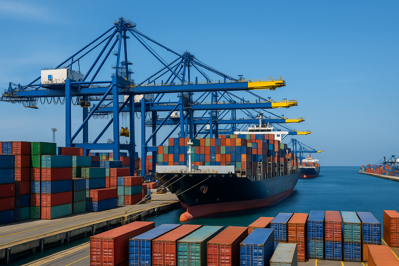 Port logistique professionnel avec grues et conteneurs